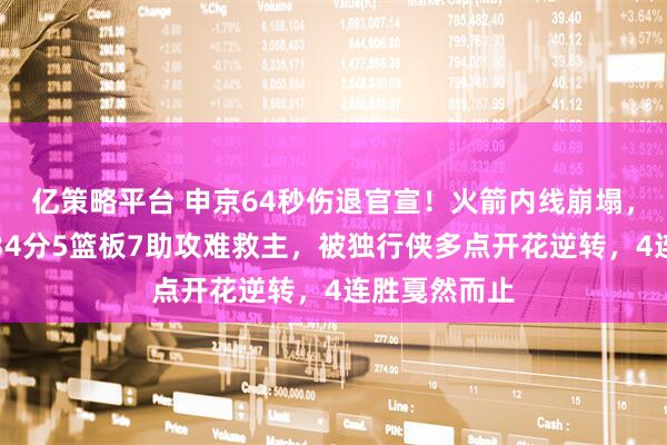 亿策略平台 申京64秒伤退官宣！火箭内线崩塌，杜兰特狂轰34分5篮板7助攻难救主，被独行侠多点开花逆转，4连胜戛然而止